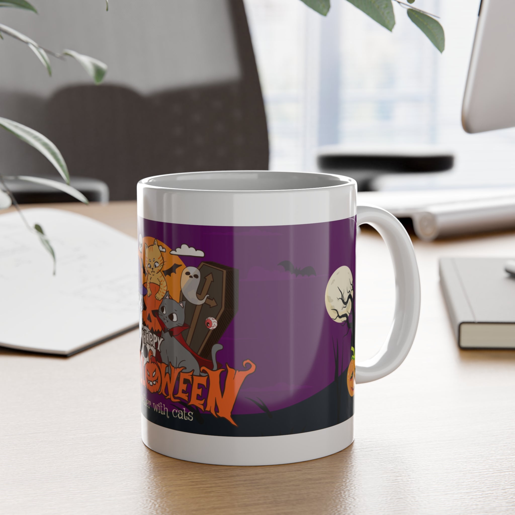 Happy Halloween is Better with Cats | White Ceramic Mug